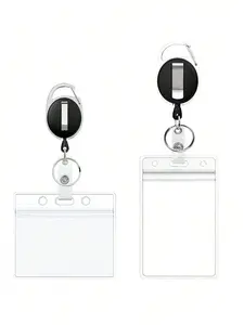 Rigid PC Plastic Transparent ID Card Holder, Id Badge Holder - Waterproof and Wear-Resistant, with Retractable Clip, Suitable for Medical Cards, Social Security Cards, and Various ID Cards, Ideal for Daily Use, Office, and Outdoor Activities