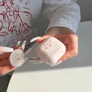 Polka Dot Bear Cart Case for Apple AirPods Pro 3/2/4/3/2, Fashionable Women's Earphone Case, Simple Design, Apple Earphone Cover