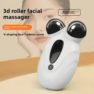 Microcurrent 3D Roller Facial Massager - High-Frequency Dual-Roller Device for Collagen Stimulation, Adjustable Intensity, V-Shaping Face Contour, Compact Portable Design