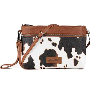 Wrangler Clutch Wristlet Purse Western Crossbody Bags Cowprint Pattern Wallet for Women Cell Phone Purse