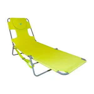 Ostrich Chaise Lounge Folding Portable Sunbathing Pool Beach Chair, Neon Green