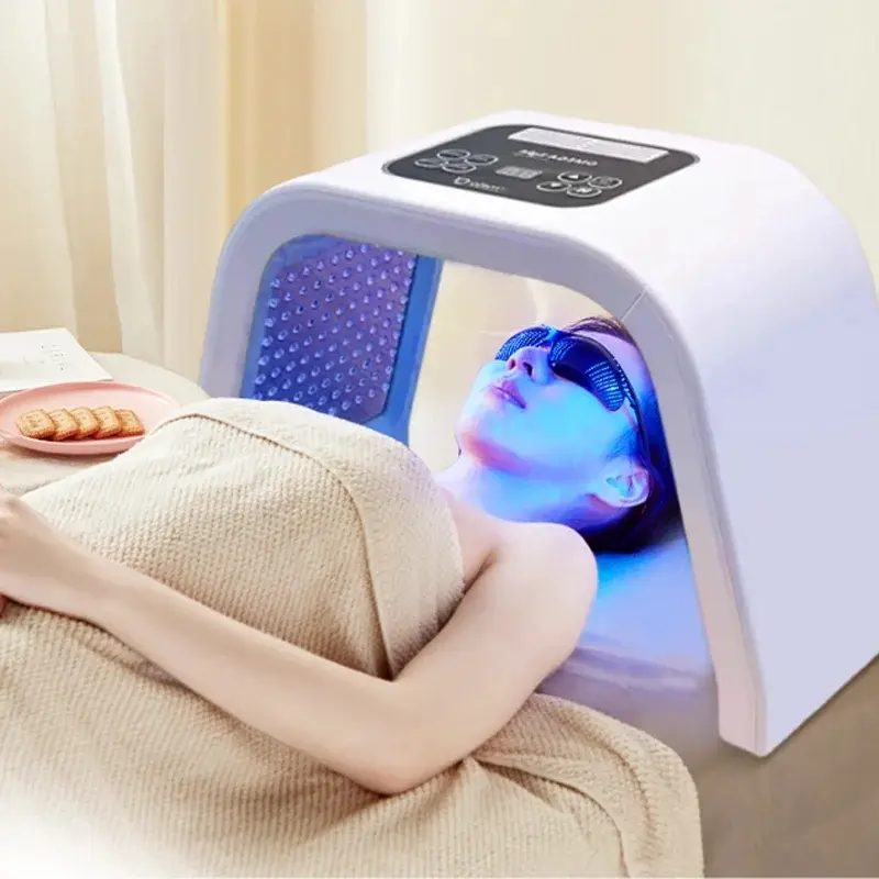 Us Plug 7 Color LED Light Therapy Device, Facial Beauty Skincare 7-In-1 Home Equipment, Facial Beauty Devices, Professional Spa Led Face Mask, At Home Facial