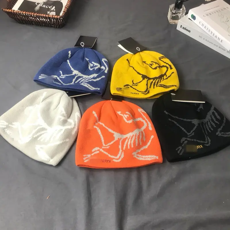 Arc'teryx Reversible Beanie Hat - Dual Sided Fleece Knit Skull Cap, Skeleton Bird Logo Winter Headwear for Hiking & Daily Wear