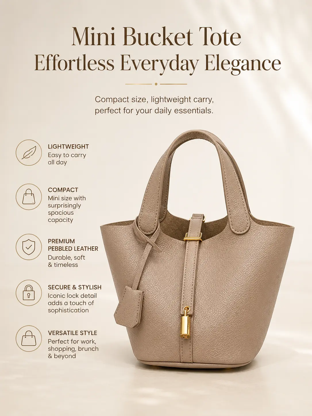Women's PU Basket-Style Tote with Simple Texture, Solid Color and Bag-In-A-Bag Design Pu Leather Bags Casual Everyday Bag