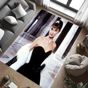 Audrey Hepburn (3) Stylish and creative printed pattern doormat for hallways, bathrooms, and entryways.  Home decor for living rooms, bedrooms, and bedside areas.  Suitable as Halloween, Christ