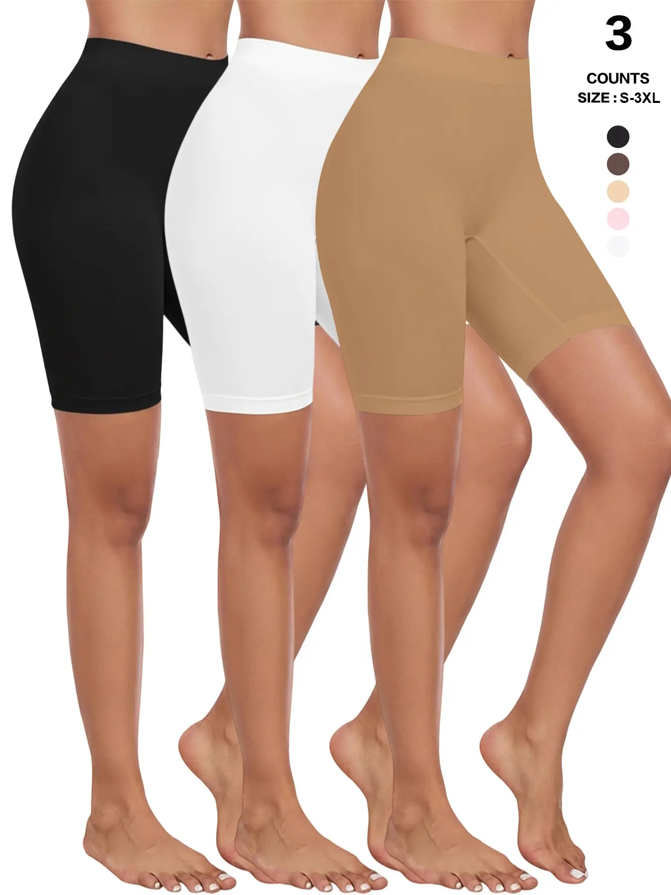 Slip Shorts for Under Dresses Women Minimalist All Seasons Shapewear Anti Chafing Seamless Smooth Elastic Fit Underwear Boyshorts Panties Under Shorts Womenswear