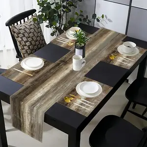 1 piece/5 piece set/7 piece set table flag set, abstract brown art painting retro tablecloth, suitable for restaurant farmhouse style dinner kitchen party decoration