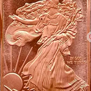 1 oz .999 Fine Pure Copper Bar  "Walking Liberty" / Made in USA