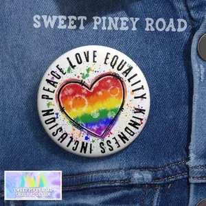 LGBTQIA+ Equality Pride Pin, Button Pins for Gay Lesbian Bisexual Festival, Inclusion Love Wins, Rainbow Heart