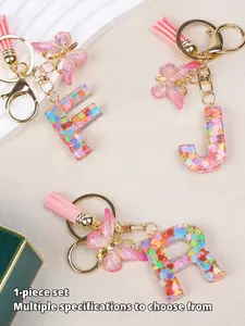 26 letter optional fashionable and cute butterfly glitter letter pendant/keychain, suitable for daily wear, vacation and dating occasions, and also a surprising and exquisite small gift, Trendy Cute Keychain
