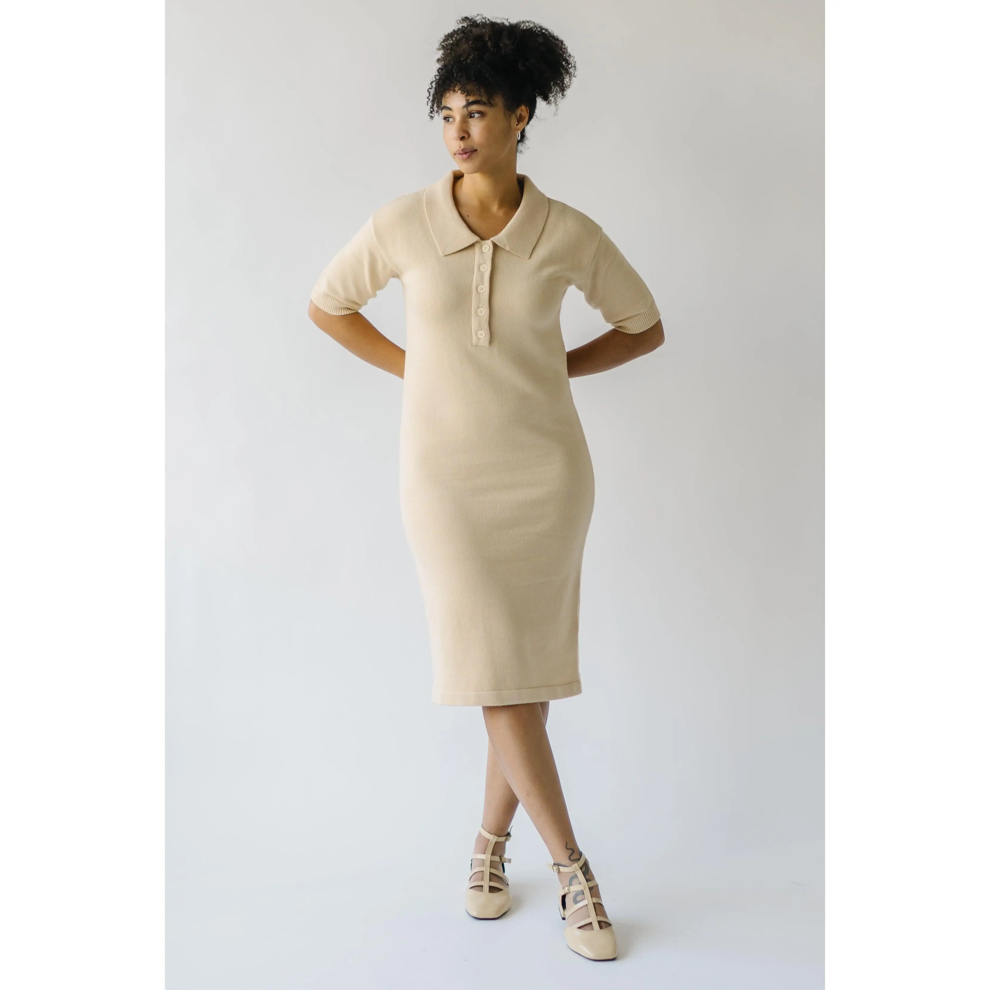 The Gowans Sweater Dress in Tan