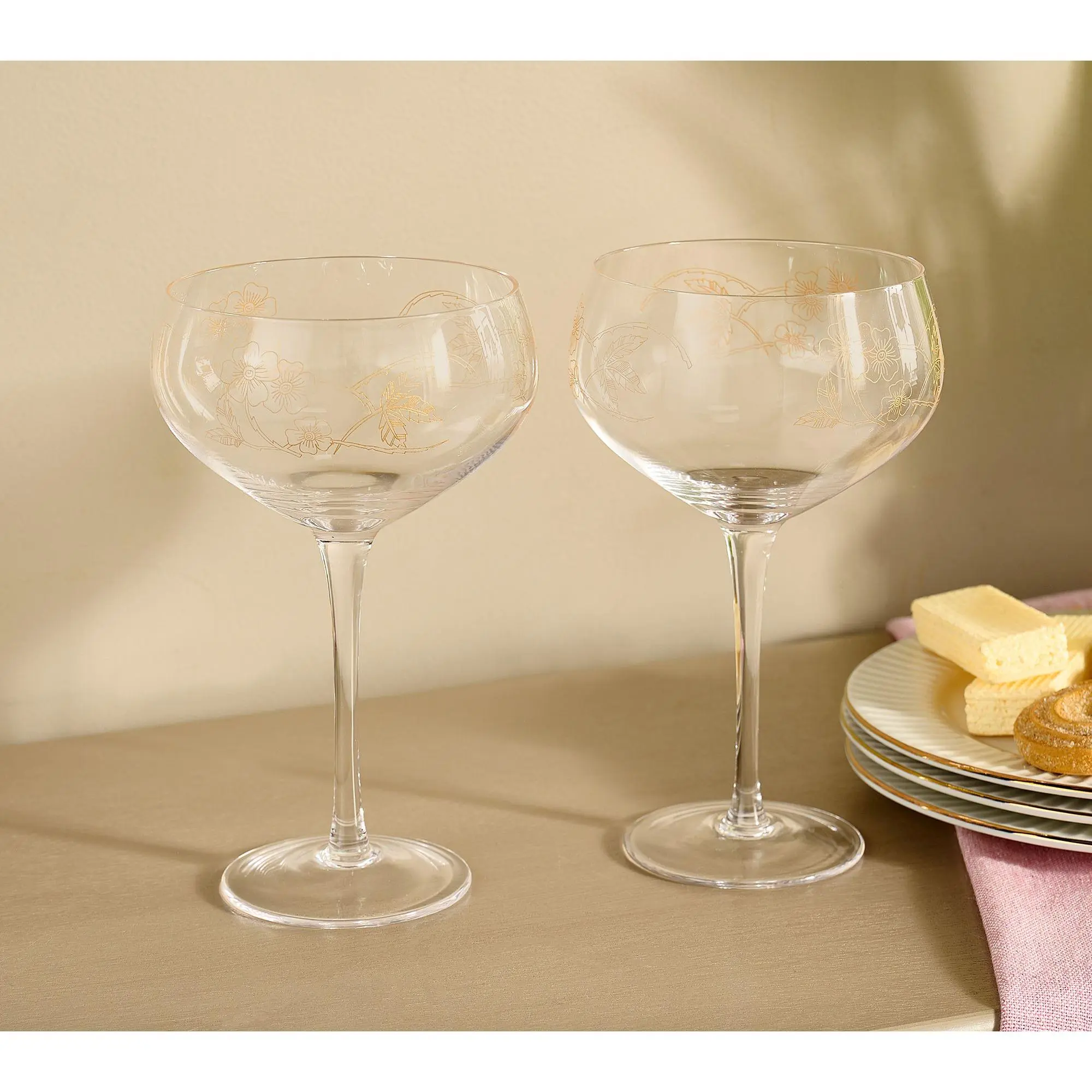 Mrs. H by Dee Hilfiger Set of 2 Engraved Coupe Glasses Mrs. H by Dee Hilfiger Set of 2 Engraved Coupe Glasses