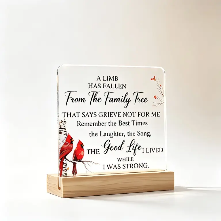 In Loving Memory Cardinal Bereavement Plaque - Home Decor Sympathy Keepsake Gift for Loss of a Loved Person, Condolence Present