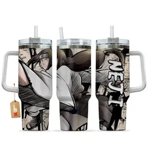 STORMMECH - [Bleach] Ulquiorra Cifer Anime Tumbler 40oz With Handle Stainless Steel Cup, Espada Arrancar Anime Travel Mug, Manga Iced Coffee Tumbler, Gift for Anime Fans