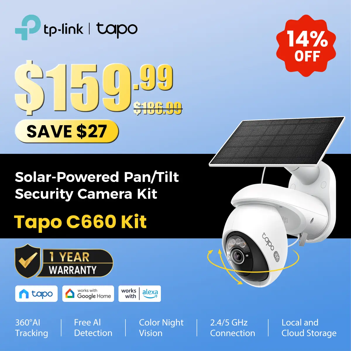 TP-Link & Tapo C660 KiT 4K Solar Security|360° AI Tracking|Starlight Color Night Vision|Free Local Storage|No Wires TP-Link & Tapo C660 KiT 4K Solar Security|360° AI Tracking|Starlight Color Night Vision|Free Local Storage|No Wires