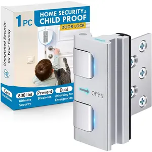 Home  Door Reinforcement Lock, 800 lbs Force for Front Door Safety,  Proof Lock for  Safety, Dual Unlock, Easy Install with Screws - 1 Pack, Ideal for Door Safety from Inside