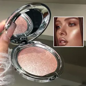 1pc Single Color Cosmetic Multi Use Pressed Shimmer Highlighter Powder for Face and Eyes, Long-Lasting Shimmering Glitter Glow, 3D Contour Makeup for Everyday and Special Occasions-Beginners Valentine's Day and Mother's Day gifts