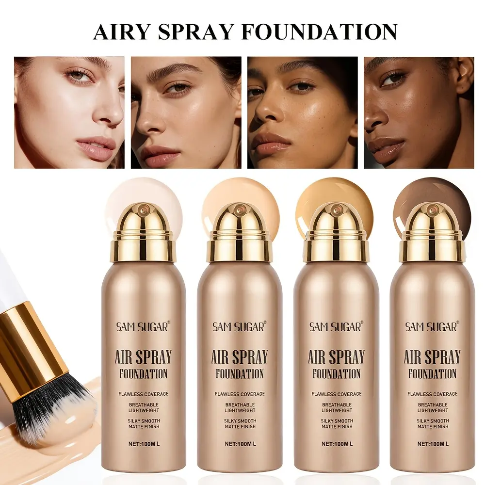 Air Spray Foundation Long Lasting Matte Makeup Light Coverage Foundation Waterproof Sweatproof Oil Free Quick Dry Application Suitable For All Skin Types Cosmetic
