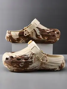 New Outdoor Sports Women's Hole Shoes Couple Beach Slippers Thick Sole Anti-Slip Breathable Soft Bottom Camping Sandals Fashion Trendy Slip-On Platform Slippers