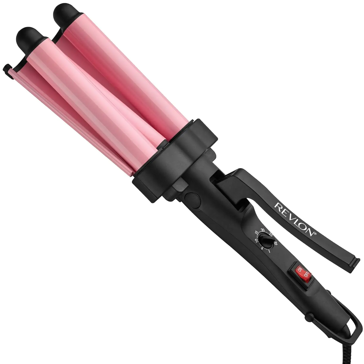 Revlon 3 Barrel Jumbo Hair Waver - Luxury Salon-Quality Styling Tool for Daily & Evening Use, Long-Lasting Natural-Looking Waves (Pink)
