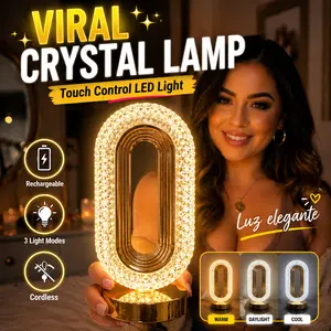 Portable Crystal LED Lamp – USB Rechargeable Touch Control Table Lamp, 3 Color Changing Night Light, Cordless Bedside Lamp, Decorative Aesthetic Desk Lamp for Bedroom, Office & Room Decor