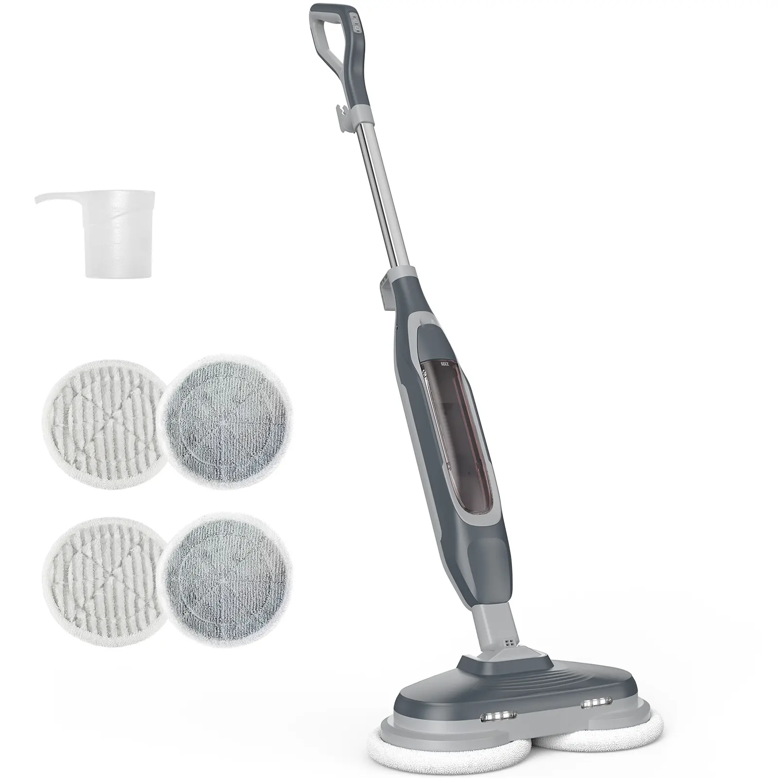 Rotating Steam Mop with LED Lights & 400ML Water Tank, Self-Standing Hard Floor Steam Cleaner, Cleans Pet Stains & Food Spills for Hardwood, Tile, Marble and Vinyl Floors