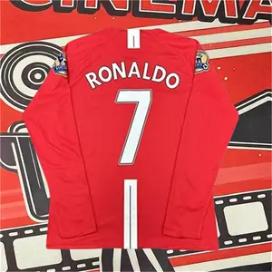 2007 2008 MUFC Home Retro Red No.7 Ronaldo Long Sleeve Soccer Jersey