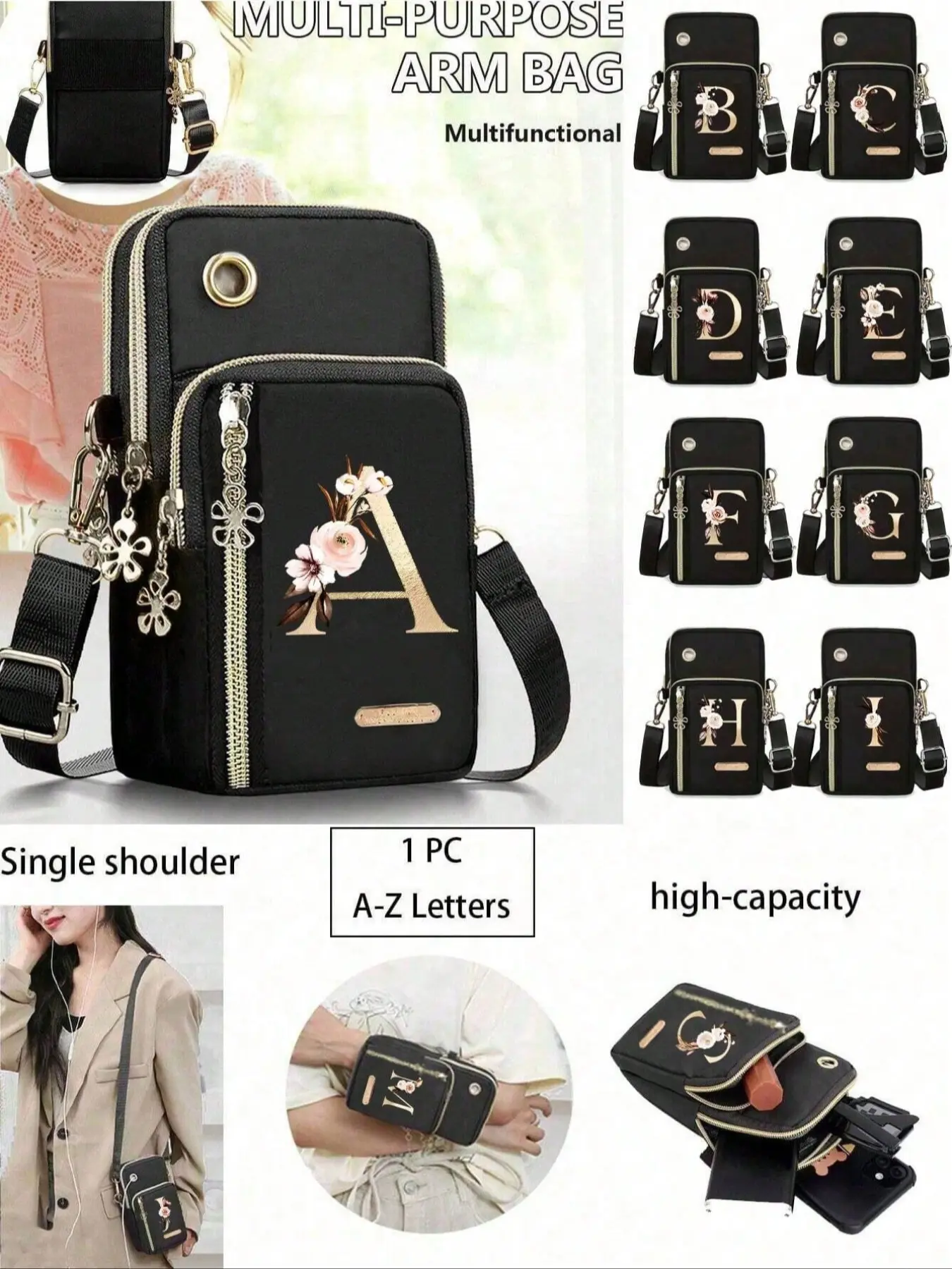 Women's phone bag, vertical coin purse, sports armband and running wrist bag, mini crossbody phone bag with earphone hole, suitable for college students, work, commuting, or office use, ideal as an anniversary gift, Crossbody Clutch Purse