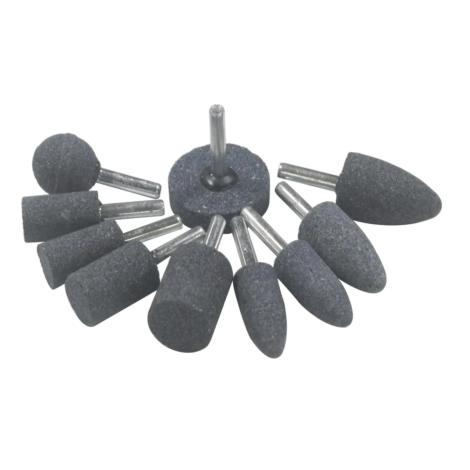 10Pcs/Set,4 Different Shapes Abrasive Grinding Stone Rotary Accessories Head Mounted Stone Point Abrasive Grinding Wheels Bit Set with 1/ 4" (6mm) Mandrel for Rotary Tools tool kit set