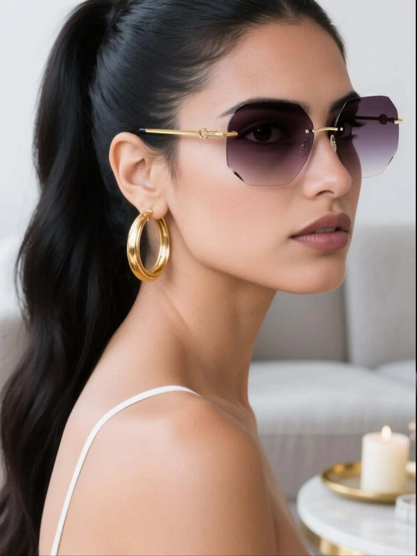 Women's Metal Geometric Frame Sunglasses, Trendy Casual Sunglasses for Everyday Use, Fashion Accessories for Outdoor Activities, Modern Trendy Sunglasses, Stylish Glasses, Fashionable Sunglasses, Summer Trendy Sunglasses