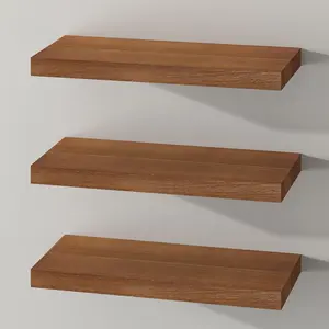 Floating Shelves Wall Shelf Solid  for Bathroom Bedroom Kitchen Wall Storage Set of 3, Walnut Wall Shelves