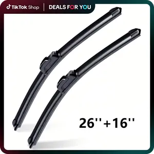 ITUTN OEM Quality 26"+16" Car Windshield Clean Wiper Blades Ultra Quiet Streak-Free Frameless Wipe Dual-Layer Coating Weatherproof Easy Installation Universal Adapter with J-Hook All-Season Use Including Winter or Snow Truck Replacement