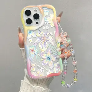 Watercolor Hibiscus Pattern Phone Case, Border, Shockproof Full Coverage, for iPhone 17 Pro Max, 16-11, Gift Idea