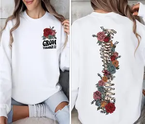 Grow Through It Sweatshirt, Floral Spine Sweatshirt, Front Pocket Sweatshirt, Chiropractor, Spinal Cord top, Chronic Pain, CRPS