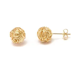 Barzel 18K Gold Plated Woven Love Knot Earrings for Women, Gold Earring Studs - Made In Brazil