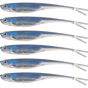 Soft Plastic Baits, Fork Tail Soft Jerkbait Minnow Lures, 3 to 4-3/4 Inches Soft Swimbaits Jerk Shad Baits Crappie Bass Fishing Lures