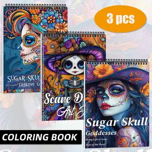 3-Pack Adult Coloring Books - Scare Dolls & Sugar Skull Women Theme - High-Quality Stress Relief Art Designs for Relaxation, Anxiety Relief & Creativity - Perfect Gift for Halloween, Christmas, Thanksgiving - Premium Spiral-Bound, Single-Sided Printing