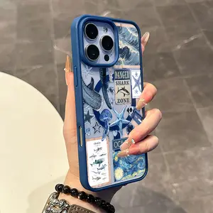 Chic Magnetic Case for iPhone11/12/13/14/15/16/promax Ocean Whale Shark Collage MagSafe Ready, Anti-Slip, Ultra Thin | Aesthetic Touch for Daily Use