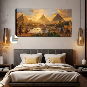 Stunning artwork, 50x100cm/20x40 inches, majestic pyramid, decoration, large size framed canvas oil painting, suitable for wall decoration in bakery, bedroom, studio, office, etc. Ornaments Artistic