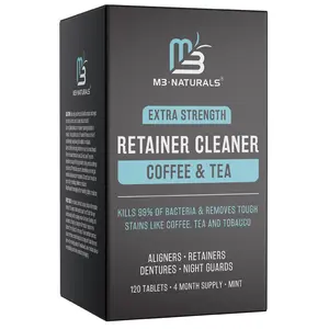 M3 Naturals Coffee & Tea Retainer Cleaner Tablets - Daily Oral Cleansing & Whitening -Removes Odors, Stains & Plaque on Denture Aligner 4 Month Supply