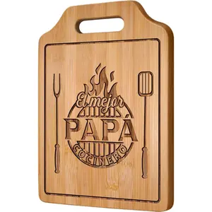 Regalos Para Papa, Regalos Para Papa Dia Del Padre – Tabla De Cortar De Bambú Grabada 12.3"L X 8.7"W X 0.4"Th PACB