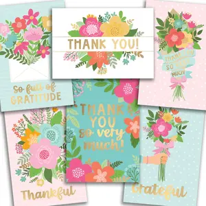 Hadley Designs Folded Thank You Cards Set of 24 General Use Blank Gender Neutral Cards with 6 Unique Designs Envelopes Included for All Occasions Party Stationery Handcrafted