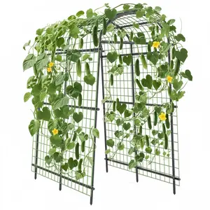 GAOMON 7ft Heavy Duty Garden Arch Trellis - Metal Cucumber Trellis for Raised Beds, Outdoor Steel Plant Support with Bolt Assembly & Stakes for Climbing Vegetables, Flowers