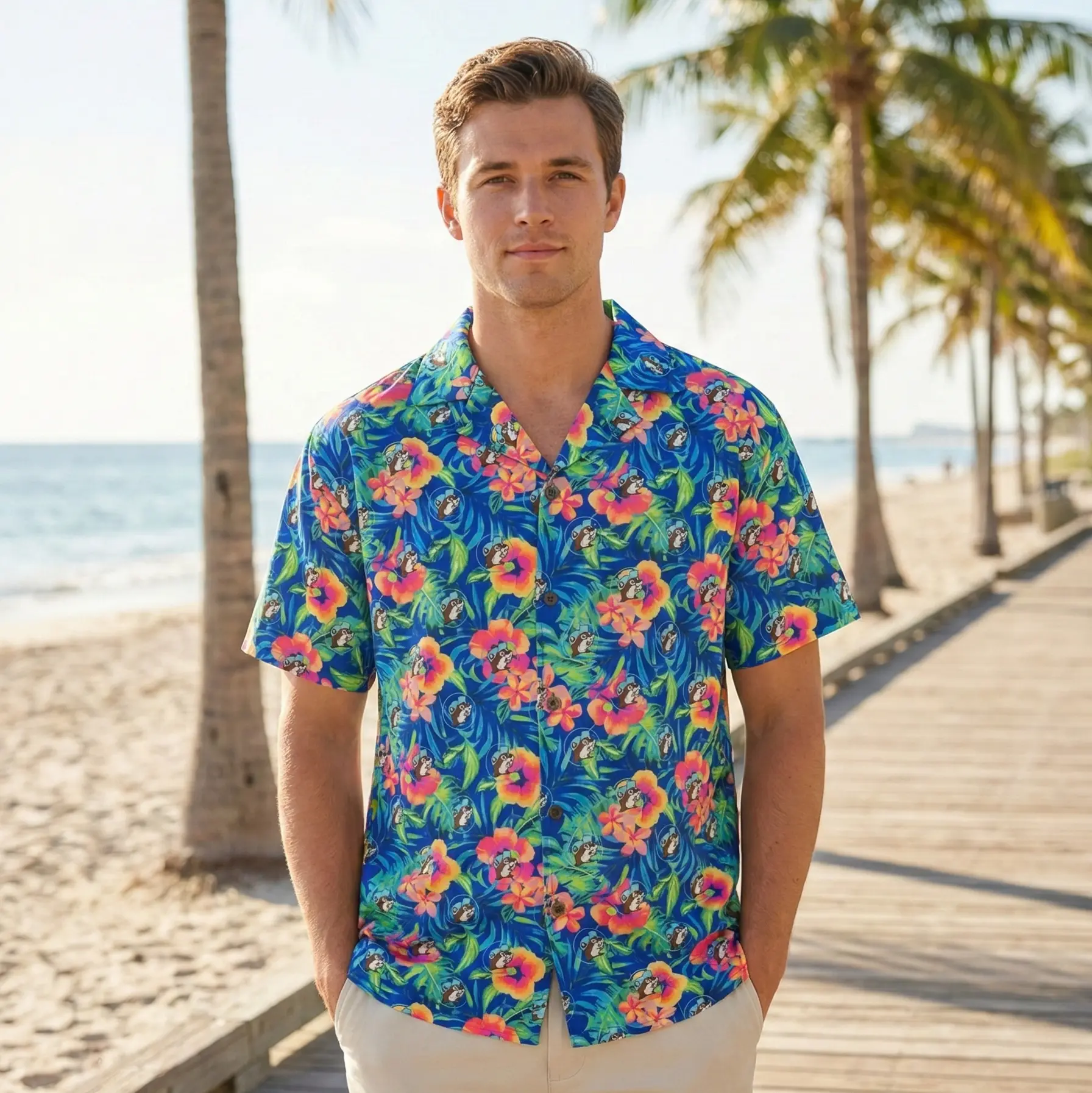 Buc-ee's Tropical Floral Camp Shirt