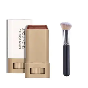 Serum-Infused Foundation & Contour Stick | Free Makeup Brush Included,Hydrating Beauty Balm , Natural Coverage, All-in-One Makeup Stick, All-Day Wear,Christmas Gift