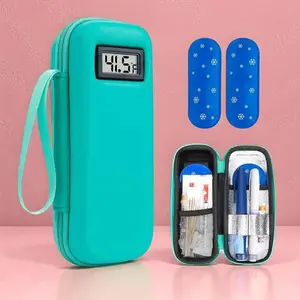 Insulin Cooler Travel Case with Temperature Display, Durable Insulated Bag, Diabetes Travel Refrigeration Medical Box, Thermal Insulated, Includes 2 Ice Packs for Daily Use, Insulated Portable Cooler, Travel Essentials BY