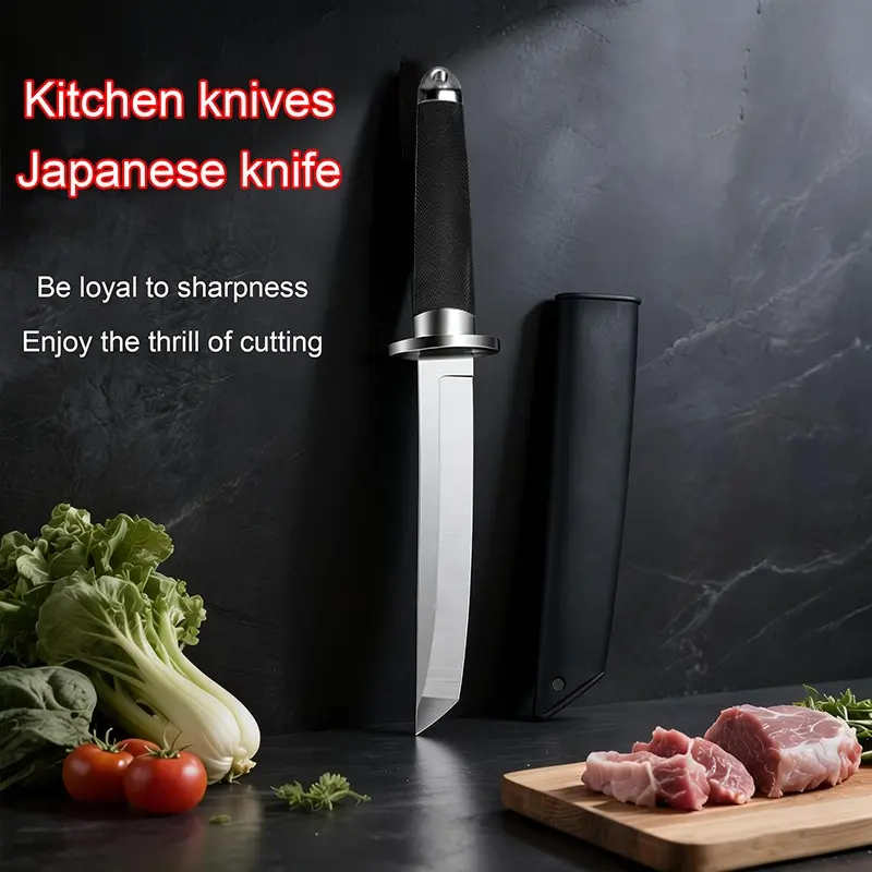 1/2 set of professional kitchen knives, Cooking knives, Special kitchen knives with multi-functional features, Japanese-style kitchen knives with straight and fixed blades, Stainless steel, Japanese chef knives, fruit knives, Cutting
