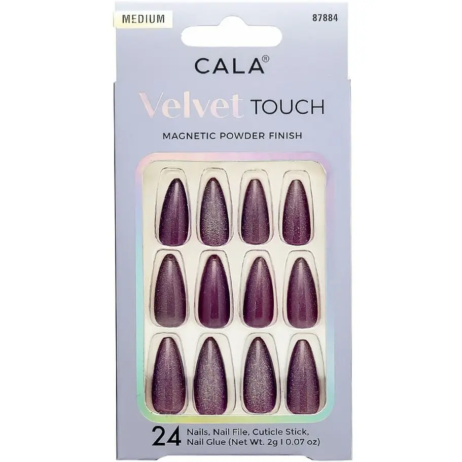 Cala Velvet Touch | Almond Purple Cateye Press On Nails