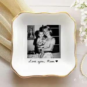 Personalized Mom Photo Jewelry Dish: Ceramic Trinket Tray Gift for Mom, Thank You Grandma, Birthday Ring Dish Gift, Mom Gift from Daughter