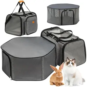 Cat Carrier, Detachable Pet Carrier Airline Approved, 18"x13.4"x11.8" Large Expandable Space 3 in 1 Soft Sided Small Dog Travel Bag, Rabbit Cat Kennel, Pet Mobile Tent Outdoors Indoors (Grey)